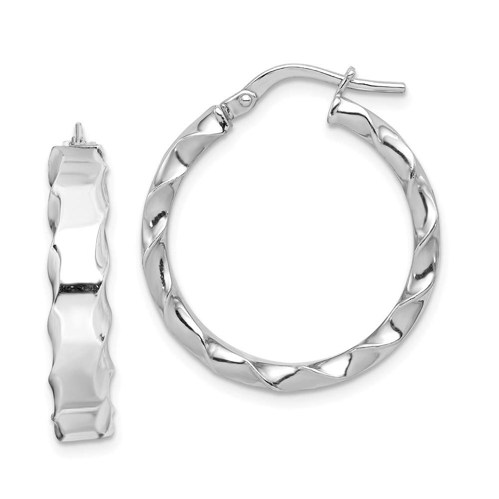 925 Sterling Silver Scalloped Edge Tube Hoop Earrings 25mm - Dainty & Elegant Jewelry for Women - Perfect for Everyday Wear, Parties & Special Occasions