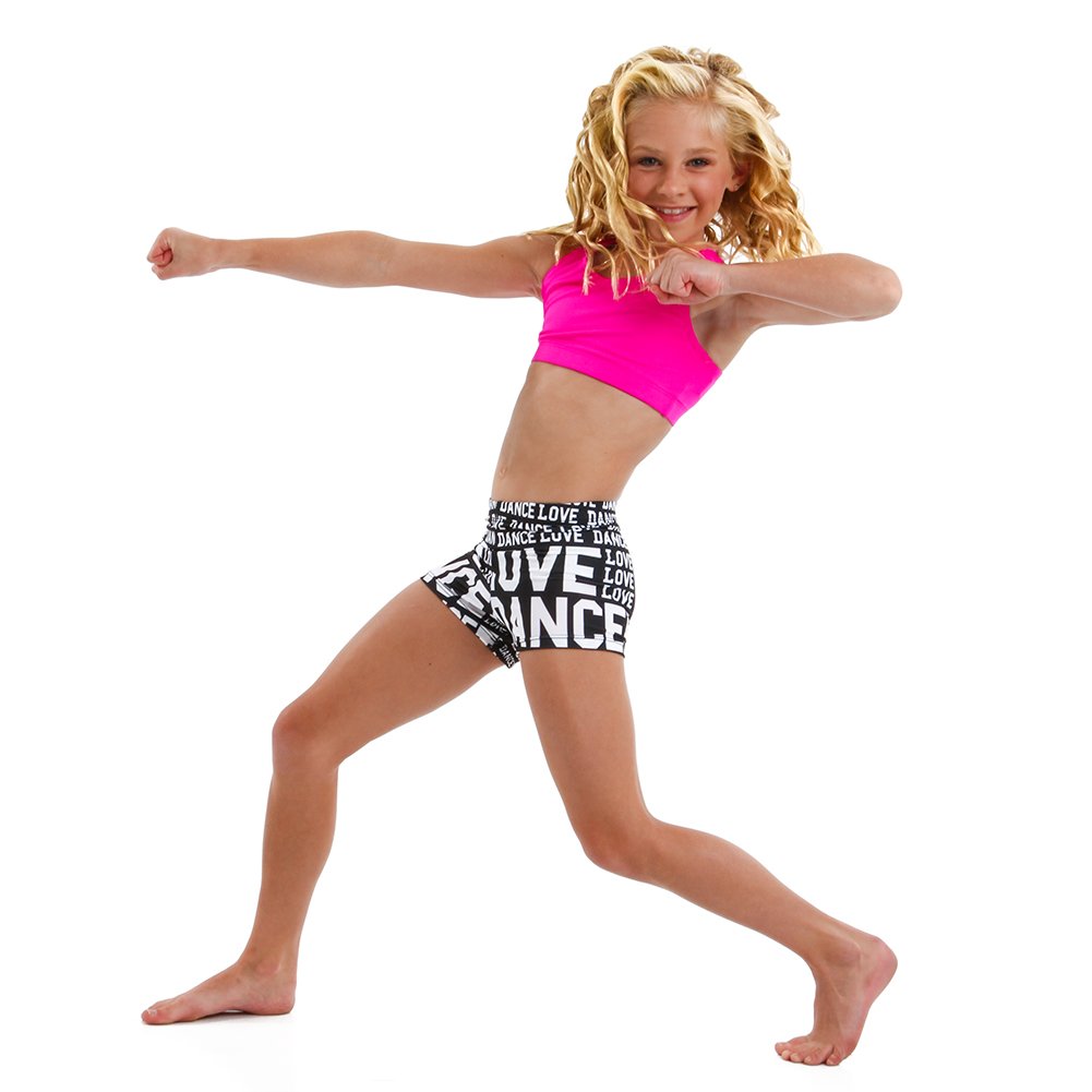 Love Dance Athletic Booty Shorts for Kids | Alexandria Collection | Perfect for Dance Classes, Gymnastics & Active Play