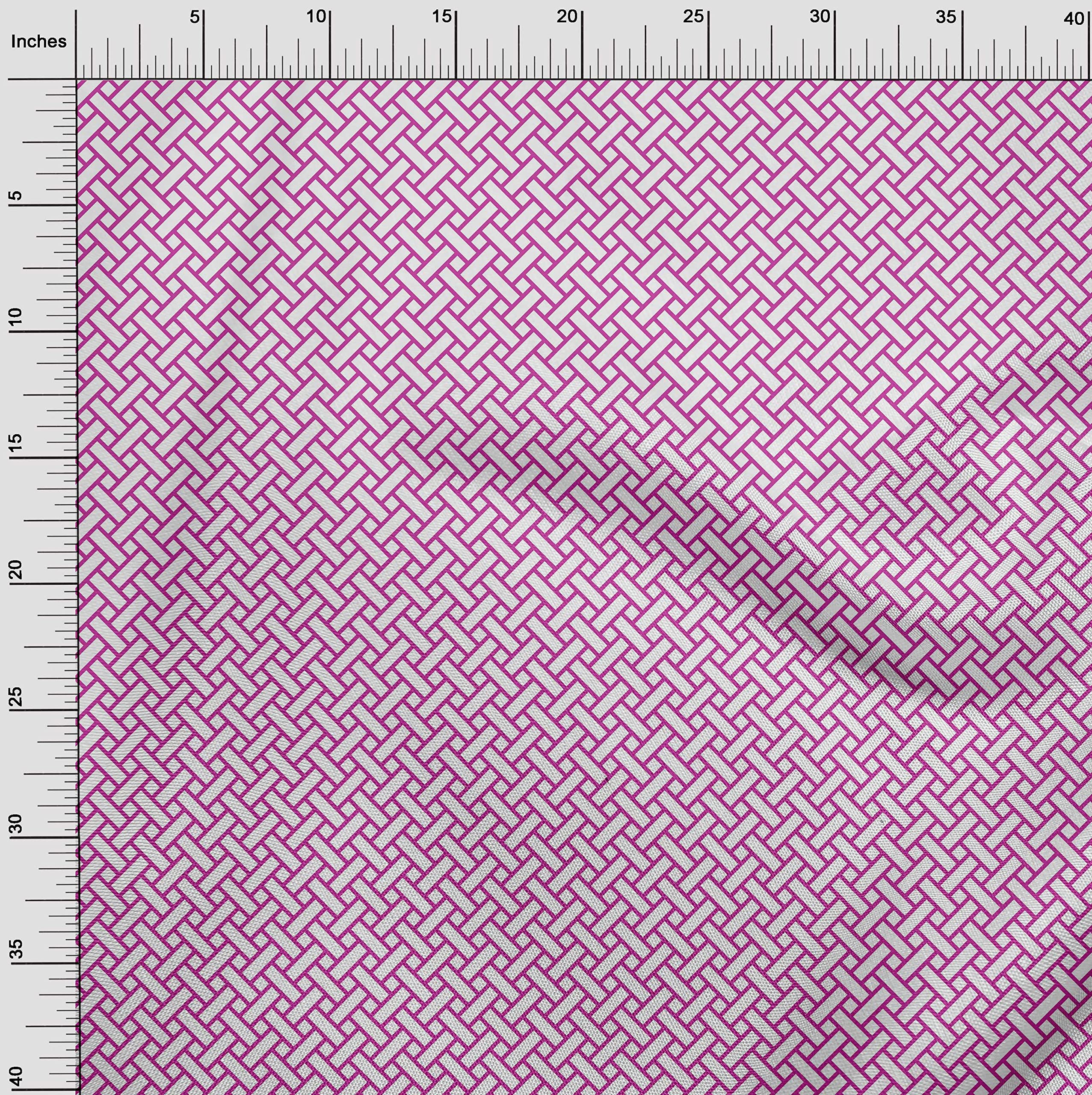 oneOone Georgette Viscose Fuchsia Pink Geometric Print Fabric by The Yard - 42 Inch Wide Dress Material for Summer Dresses, Blouses & Scarves