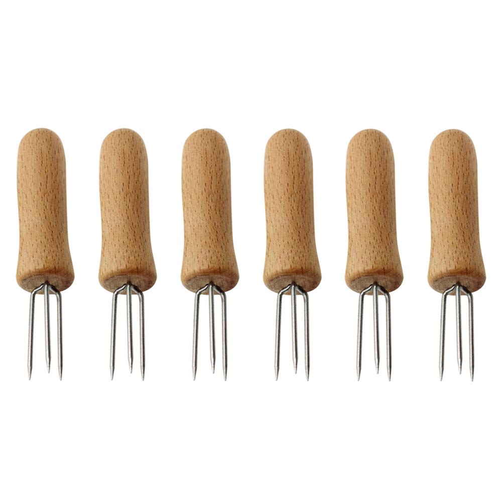 DOITOOL 6-Piece Stainless Steel Corn Holders - Corn Grips & Food Forks for Eating Corn on the Cob, Fruits, and Vegetables - Perfect for BBQs, Picnics, and Family Dinners