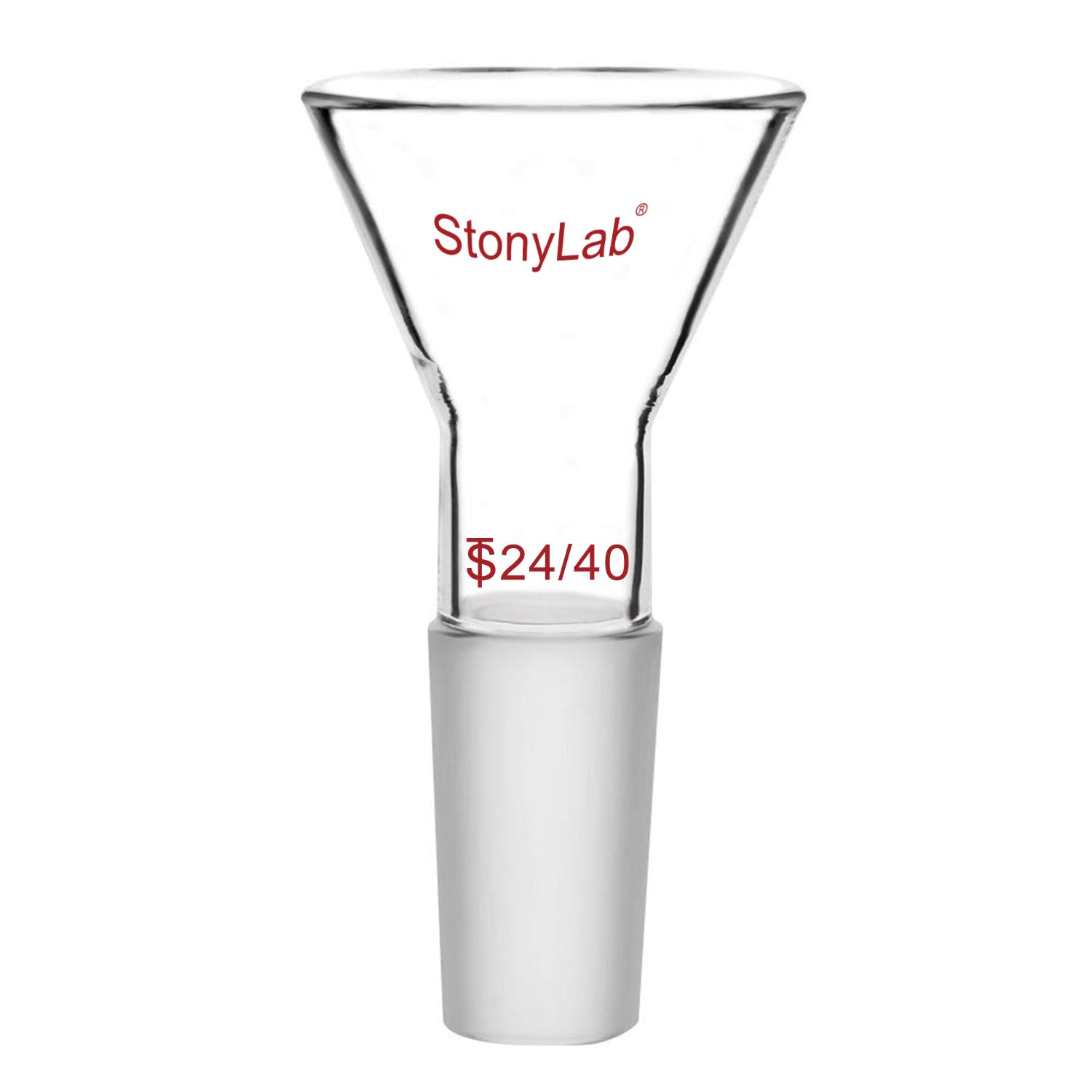 StonyLab Glass Short Stem Powder Funnel - 50mm Top Diameter with 24/40 Inner Joint - Premium Lab Glassware for Chemistry Experiments, Powder Transfer & Essential Oil Filling