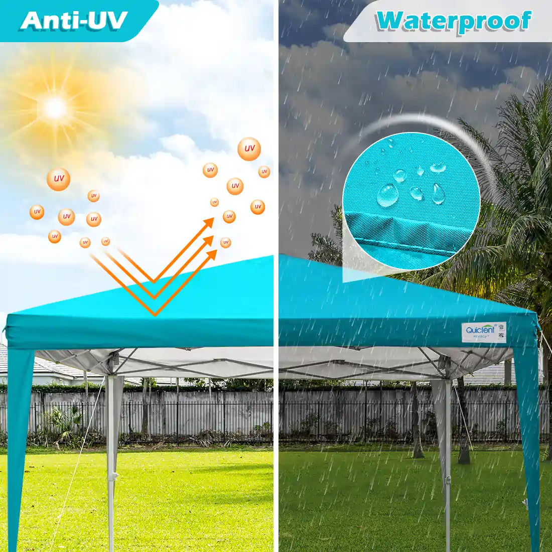 10' x 10' Instant Pop Up Canopy Tent with No Side Walls - Portable Outdoor Shelter for Camping, Beach, Picnics & Backyard Parties
