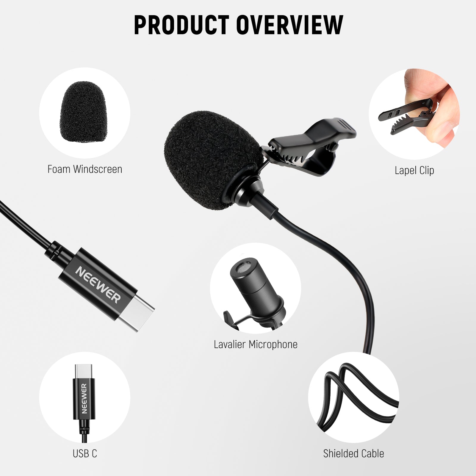 NEEWER CM6 2 Pack Omnidirectional USB-C Lavalier Microphone for Smartphones, Cameras & Laptops - Perfect for Podcasting, Interviews, YouTube Videos & Live Streaming