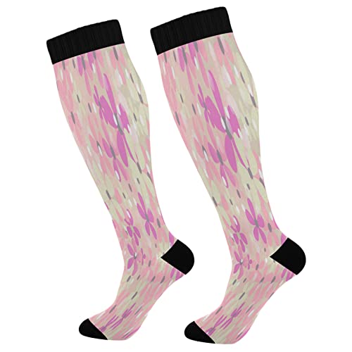 Best Compression Socks for Women & Men - Knee High Support Socks for Running, Hiking, Fitness - Floral Design - Perfect for Athletes & Travelers