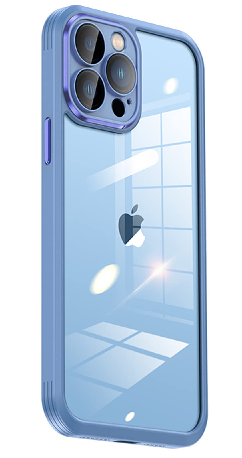 Supplore Military Drop Protection Case for iPhone 13 Pro (6.1 inch 2021) - Slim Clear Cover with Built-in Tempered Glass Camera Lens Protector - Blue | Perfect for Outdoor Activities, Travel & Daily Use