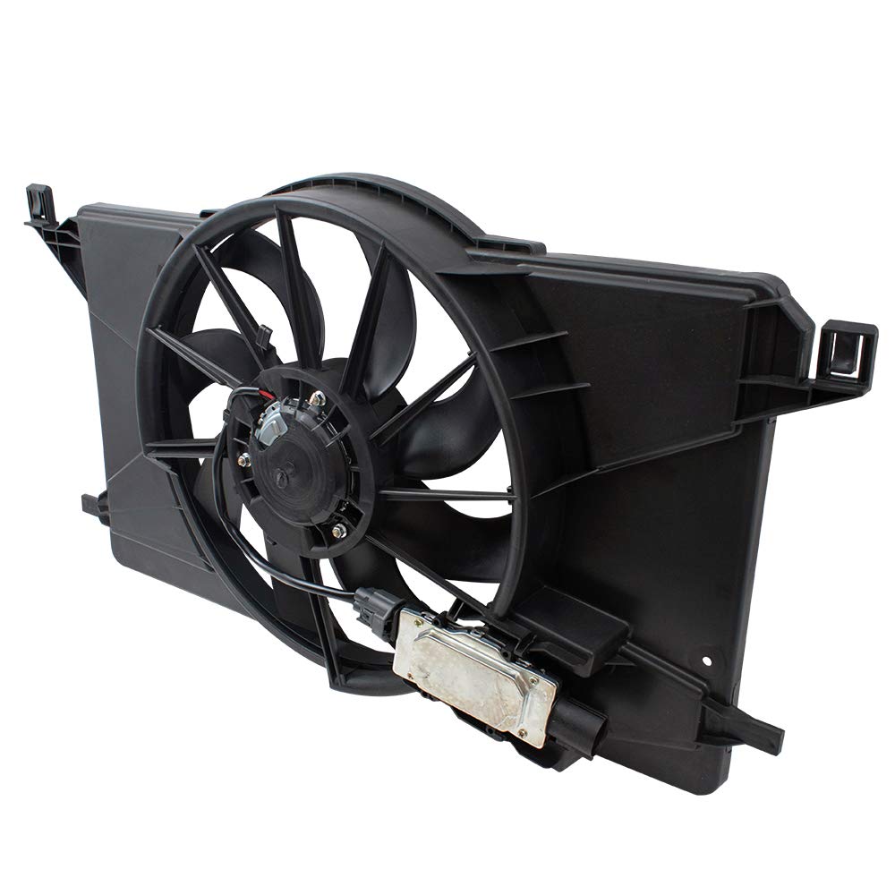 Brock Replacement Radiator Cooling Fan Assembly with Control Module for 2012-2018 Ford Focus 2.0L & Focus Electric - Replaces CV6Z8C607R BV6Z8C607K - Perfect for Engine Overheating Prevention and Cooling System Repair