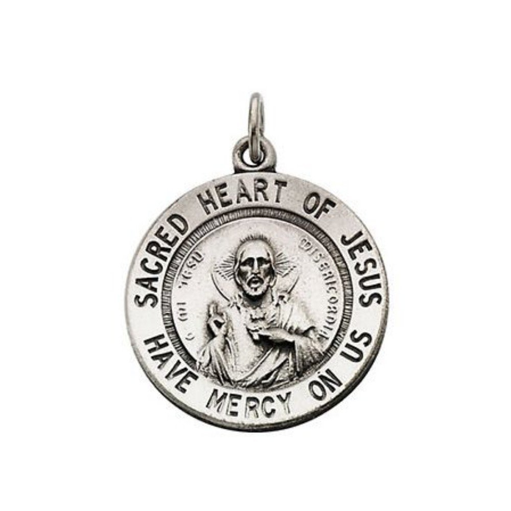 Sterling Silver Sacred Heart of Jesus Pendant Necklace for Women - Religious Jewelry Gift for Baptism, First Communion & Faith-Based Occasions