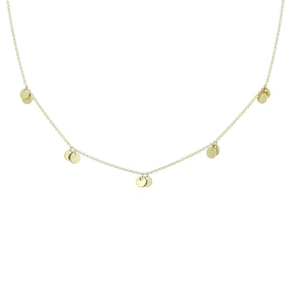 14K Gold Mini Double Discs Necklace - Dainty Layering Pendant for Everyday Wear & Gift Giving