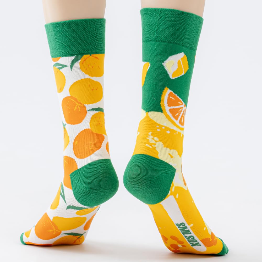 2 Pairs Cute Cartoon Plant & Food Print Cotton Crew Socks for Women & Teens - Soft Comfortable Socks for Casual Wear, Gifts & Everyday Outfits