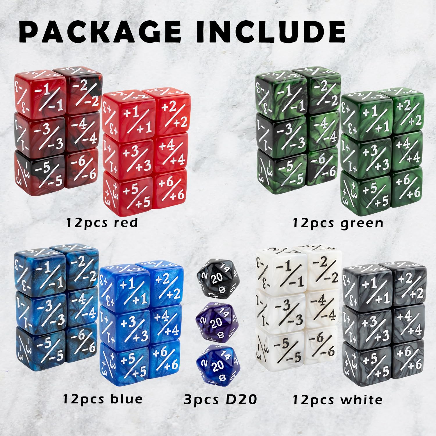 51-Piece MTG Counter Dice Set with +1/+1 Tokens & Life Counters - 6-Sided Dice for Magic: The Gathering, TCG, Card Games | Perfect for Game Nights, Tournaments & Strategy Sessions