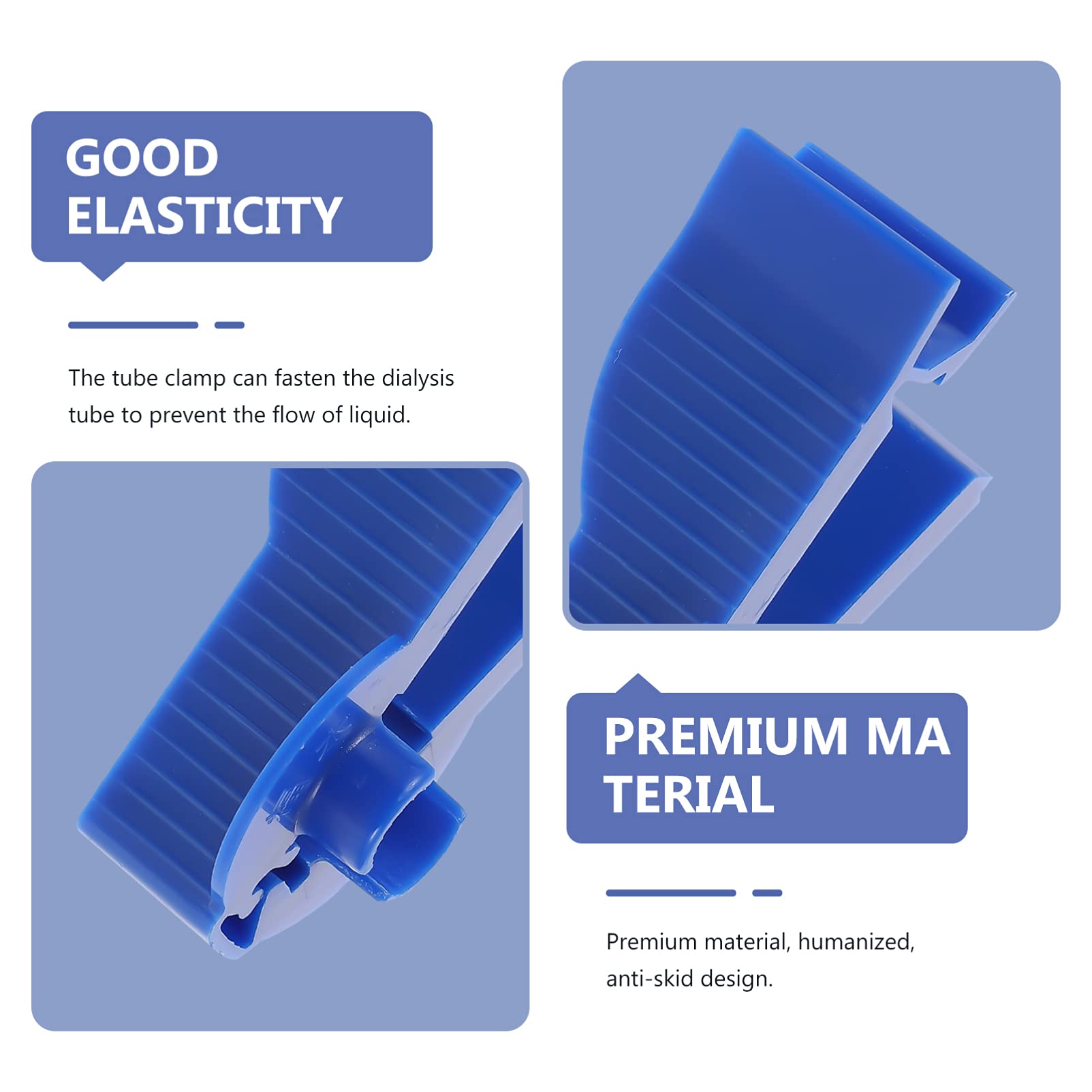 3pcs Peritoneal Dialysis Flow Control Clips - Medical Grade Tubing Clamps for Dialysis Bags | Blue PD Accessories for Home & Clinical Use