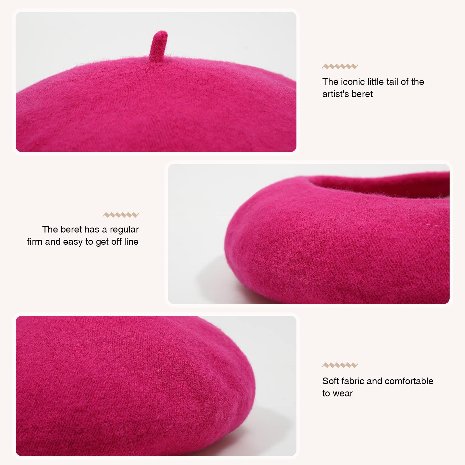Women's French Wool Beret Hat - Solid Color Classic Winter Beanie Cap for Women | Fashion Accessories for Cold Weather, Travel & Street Style