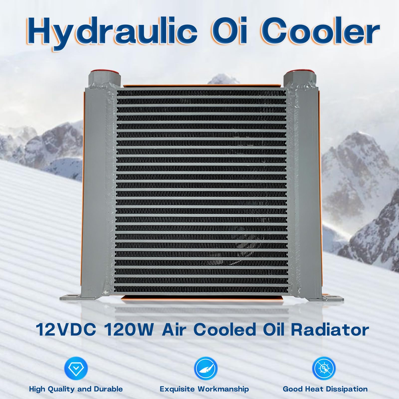 AH1012T-CA Hydraulic Oil Cooler - 120W Air Cooled Radiator, 12VDC, 100L/min Flow Rate with Precision Welding & High-Efficiency Fan - Ideal for Industrial Machinery, Construction Equipment & Automotive Cooling Systems