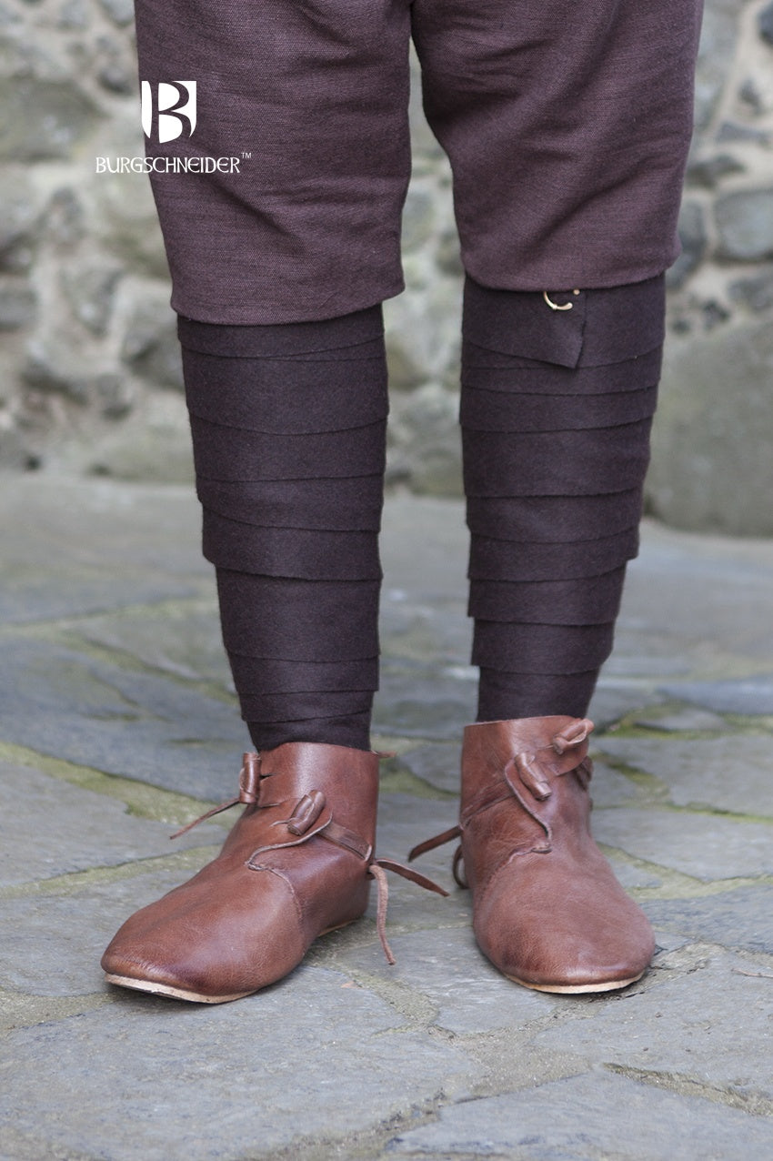 Premium Wool Winingas Aki Brown - Handmade Viking Leg Wraps for LARP, Reenactment & Outdoor Adventures