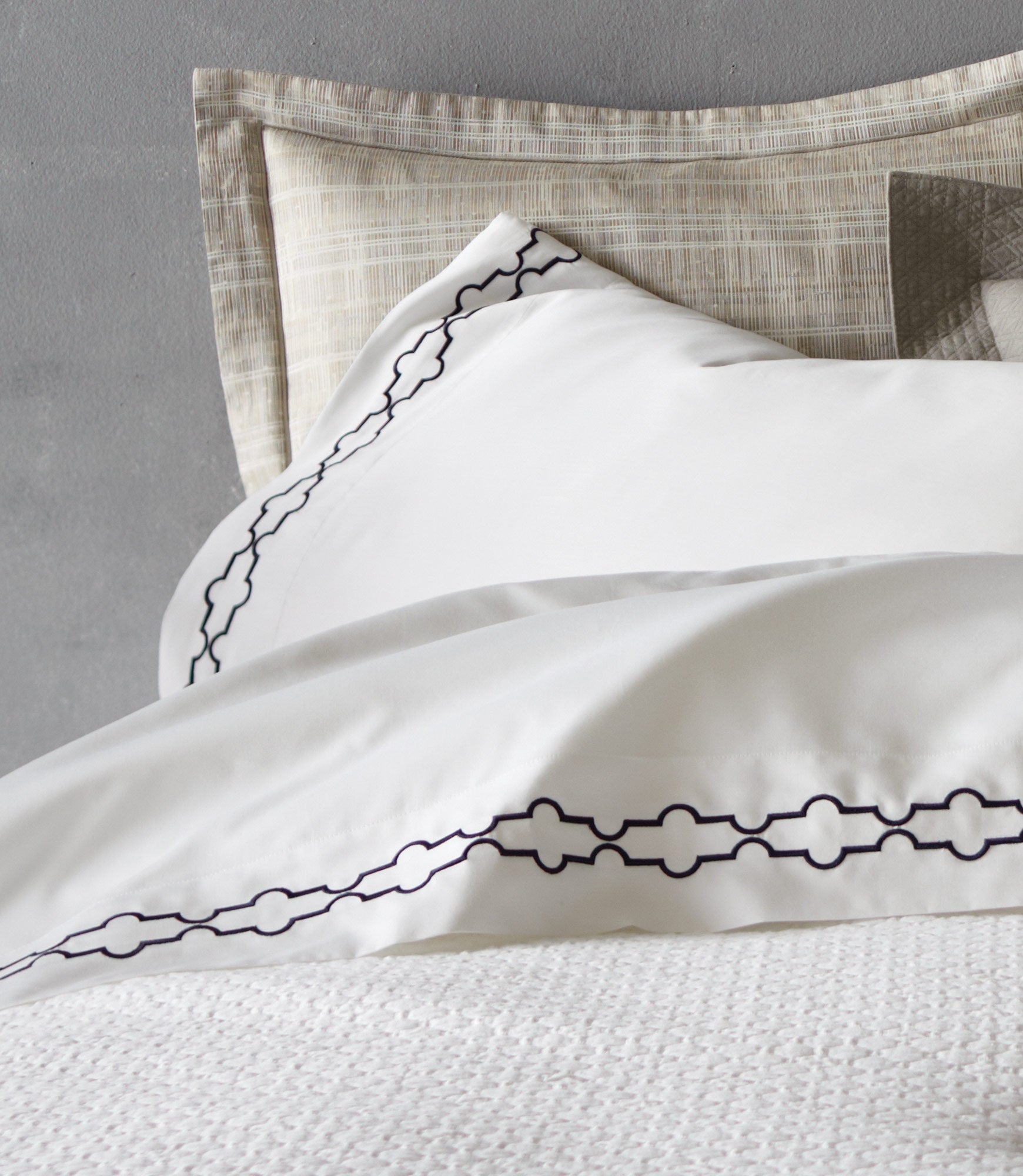 Biagio Jacquard Sham Pillowcase Set - Luxury 100% Cotton Decorative Pillow Cover for Bedroom & Living Room - Perfect for Home Decor, Sofa, Couch, and Guest Room