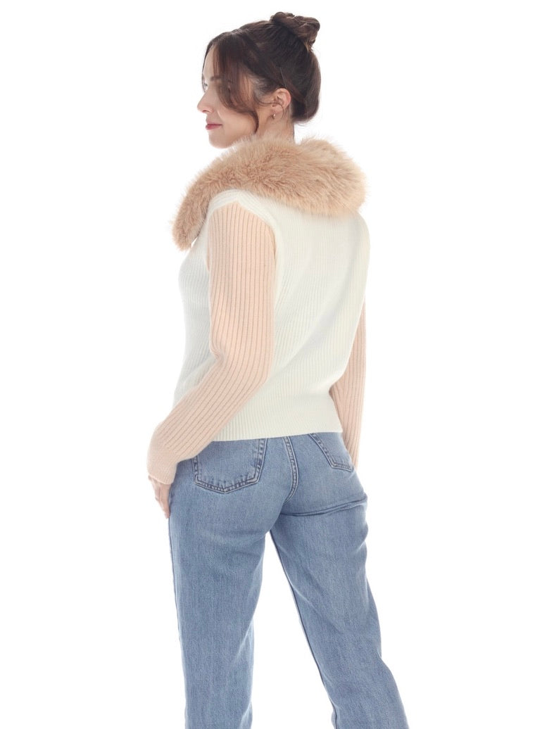 Women's Diana Faux Fur Jacket Sweater - Cozy Winter Outerwear for Casual Outings & Date Nights