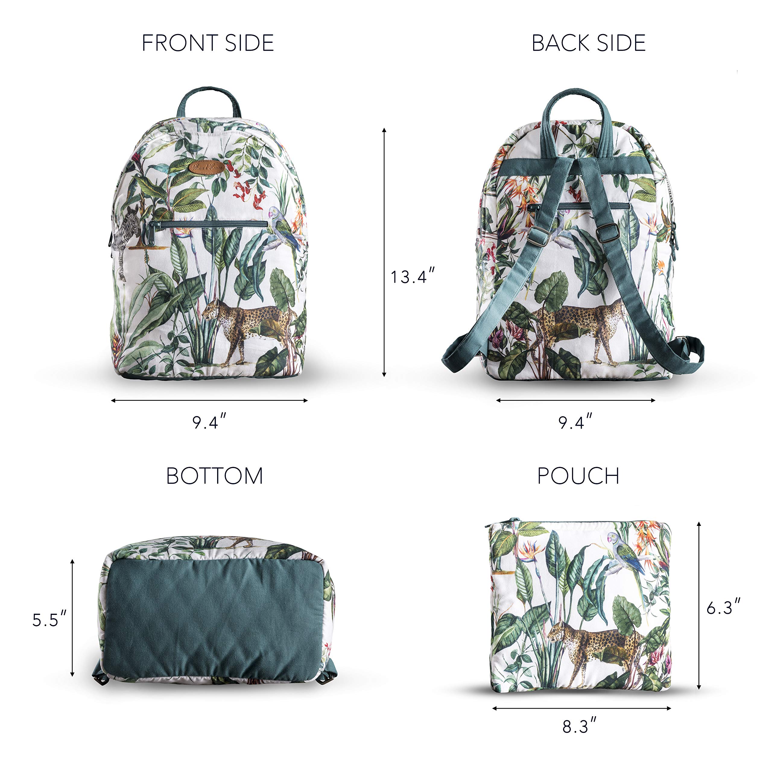 **Maison d'Hermine Lightweight Cotton Backpack with Small Pouch - Durable Travel, Work & Beach Bag for Women & Men (Wild) - Perfect for Commuting, Hiking & Daily Use**