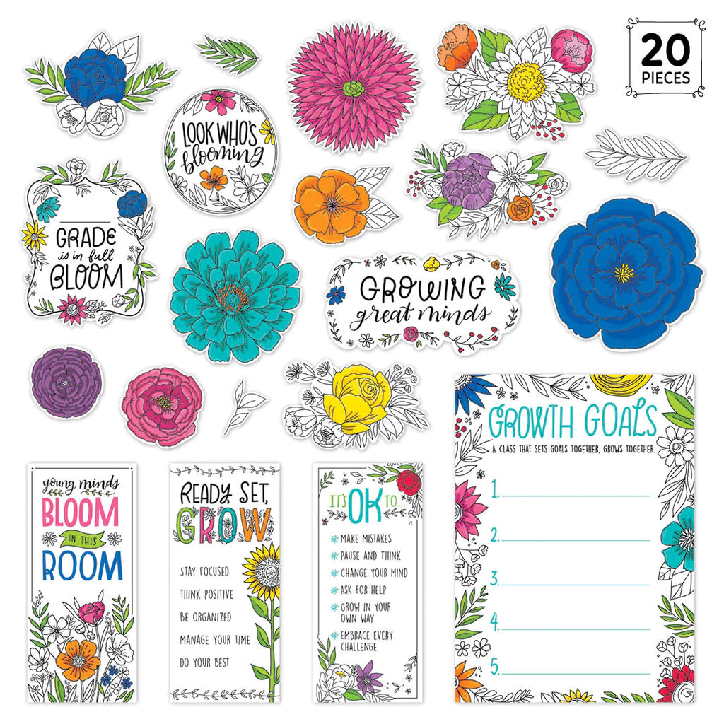 Blooming Minds Bulletin Board Set - Bright Blooms Classroom Decor for Teachers | Perfect for Preschool, Elementary & Homeschool Learning Environments