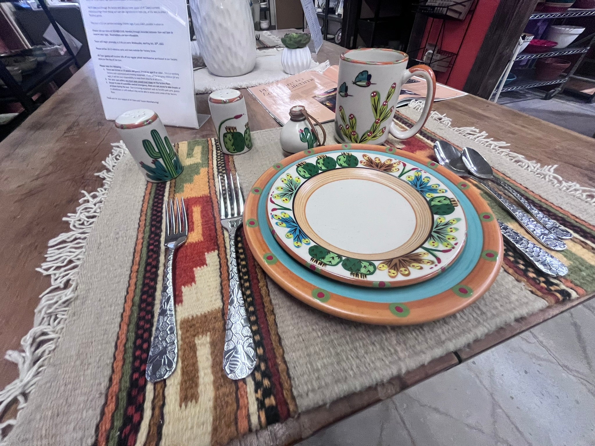 Hand Painted Sonoran Desert Dinnerware Set - Southwestern Style Ceramic Plates & Bowls for Rustic Home Decor | Perfect for Southwestern Themed Dining, Kitchen Decor, and Gift Giving