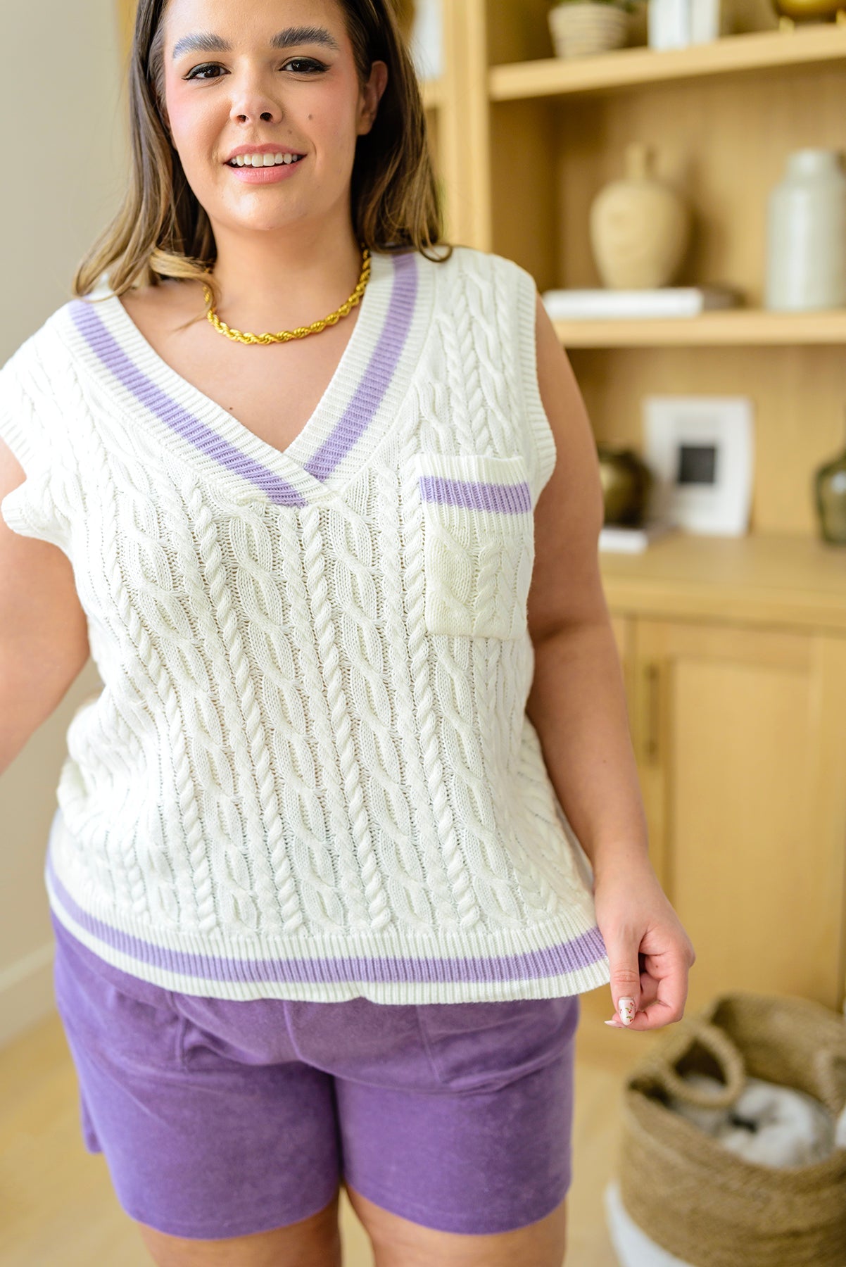 Stylish Power Girl Sweater Vest for Women - Cozy Knit Cardigan for Office, Casual & Fall Outfits | Trendy Layering Piece