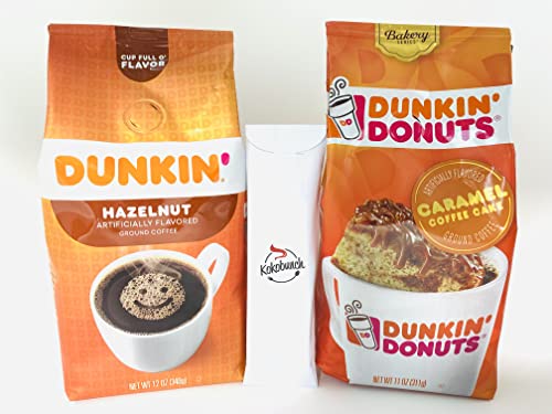 Premium Hazelnut & Caramel Flavored Ground Coffee Bundle - 2 Pack with Kokobunch Kit | Gourmet Coffee Gift Set for Home, Office & Breakfast Treats