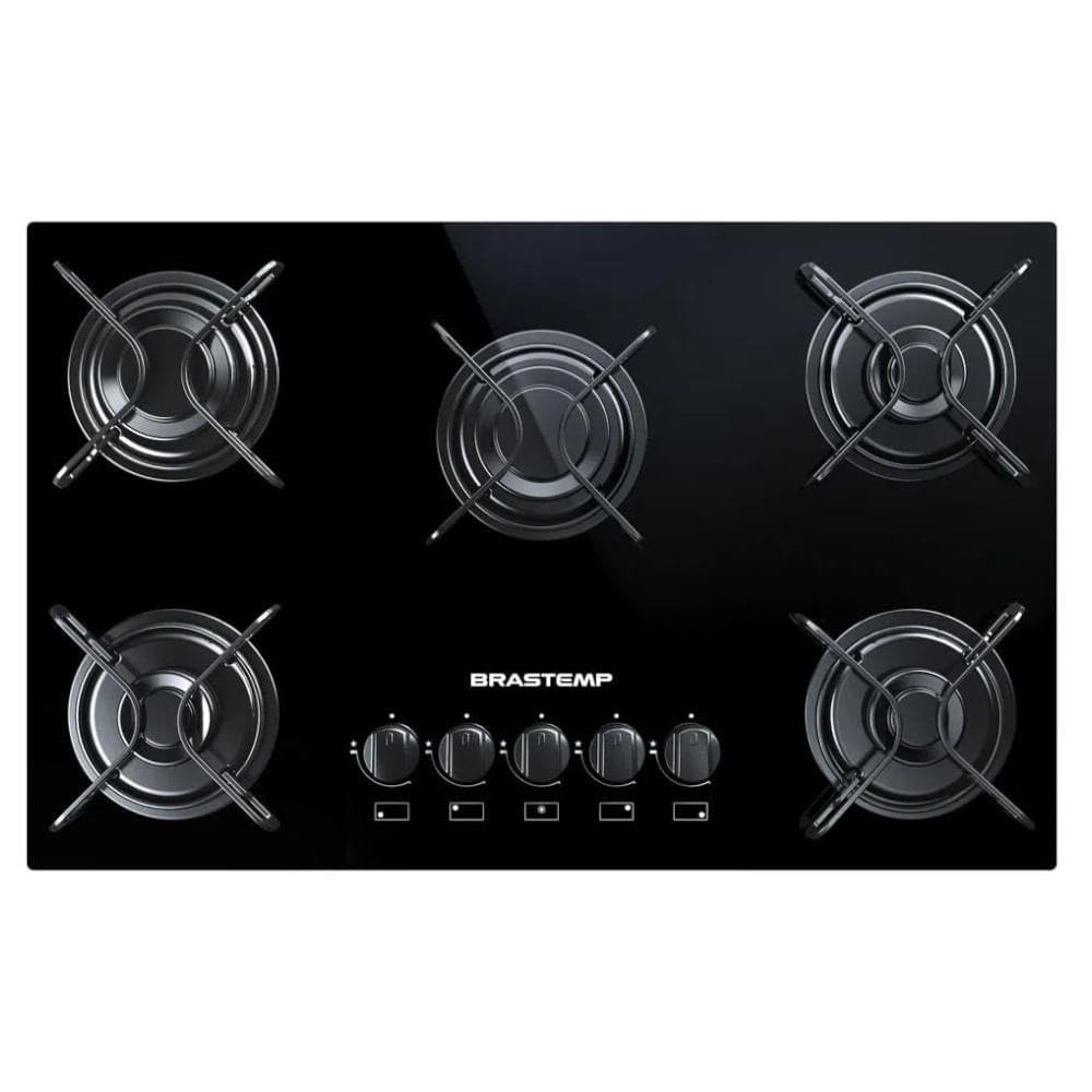 Brastemp 5-Burner Cooktop with Platinum Grates & Automatic Ignition - BDD75AE BIVOLT - Perfect for Modern Kitchens & Home Cooking