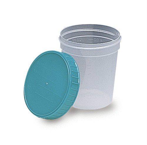Gent-L-Kare 4oz Non-Sterile Specimen Collection Cups with Turquoise Lids - Medical Lab Urine Sample Containers (500/Case) - Ideal for Hospitals, Clinics & Home Health Testing