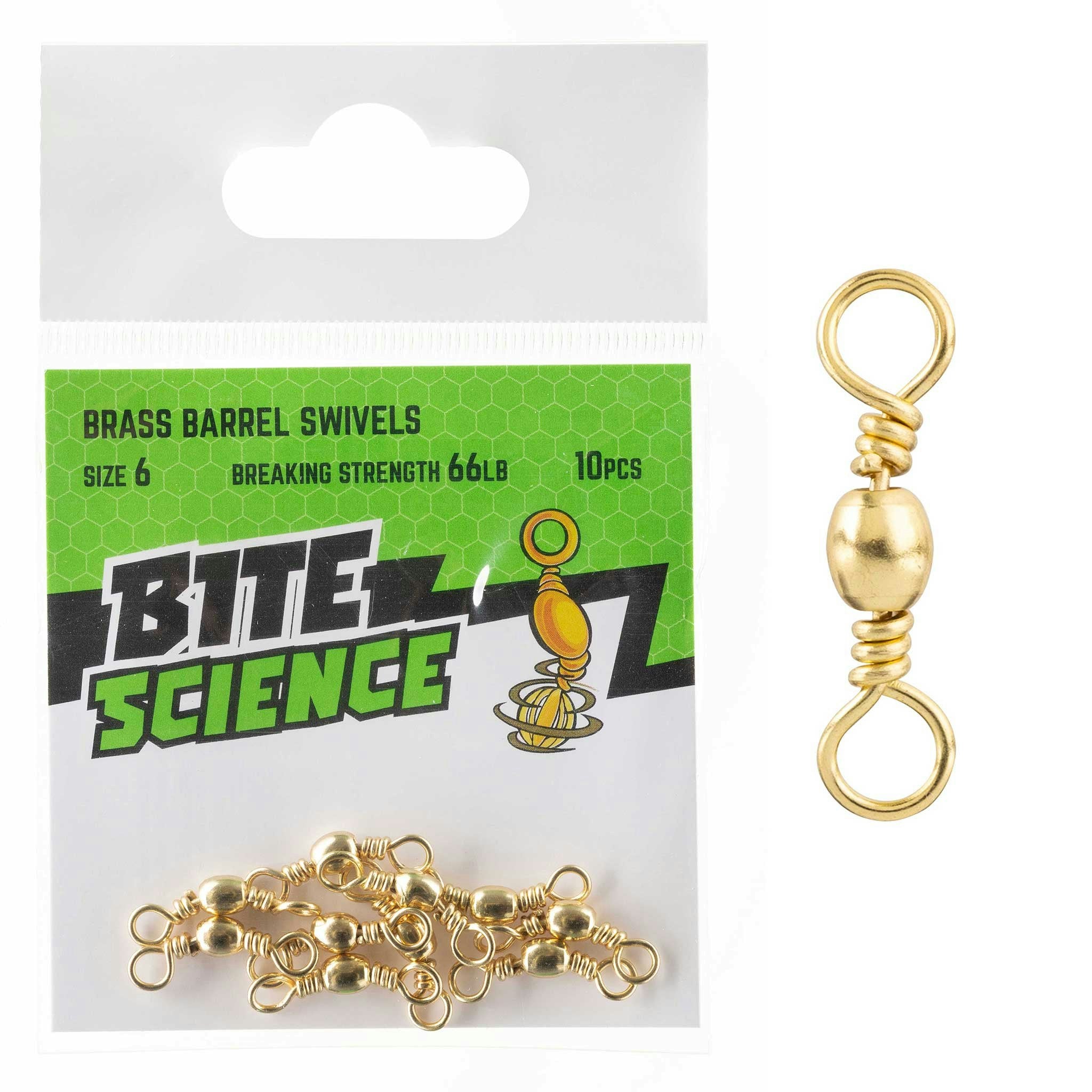 Bite Science Swivels Brass Barrel - High-Quality Fishing Swivel for Saltwater & Freshwater - Perfect for Anglers, Trolling & Fly Fishing Accessories
