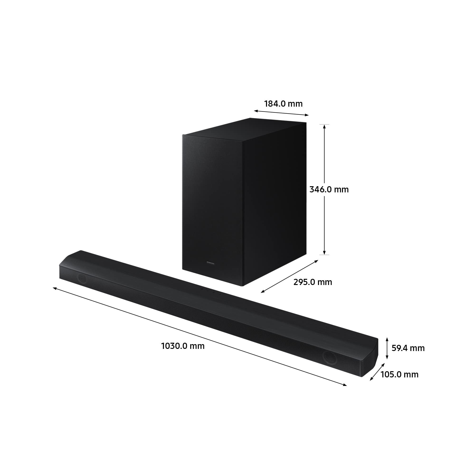 Samsung B650 Soundbar Speaker (2022) - 3.1ch Surround Sound with 7 Speakers, Virtual DTS:X, Wireless Subwoofer, Adaptive Sound Lite, Bluetooth Multiconnect & Wall Mount Kit - Perfect for Home Theater and Gaming