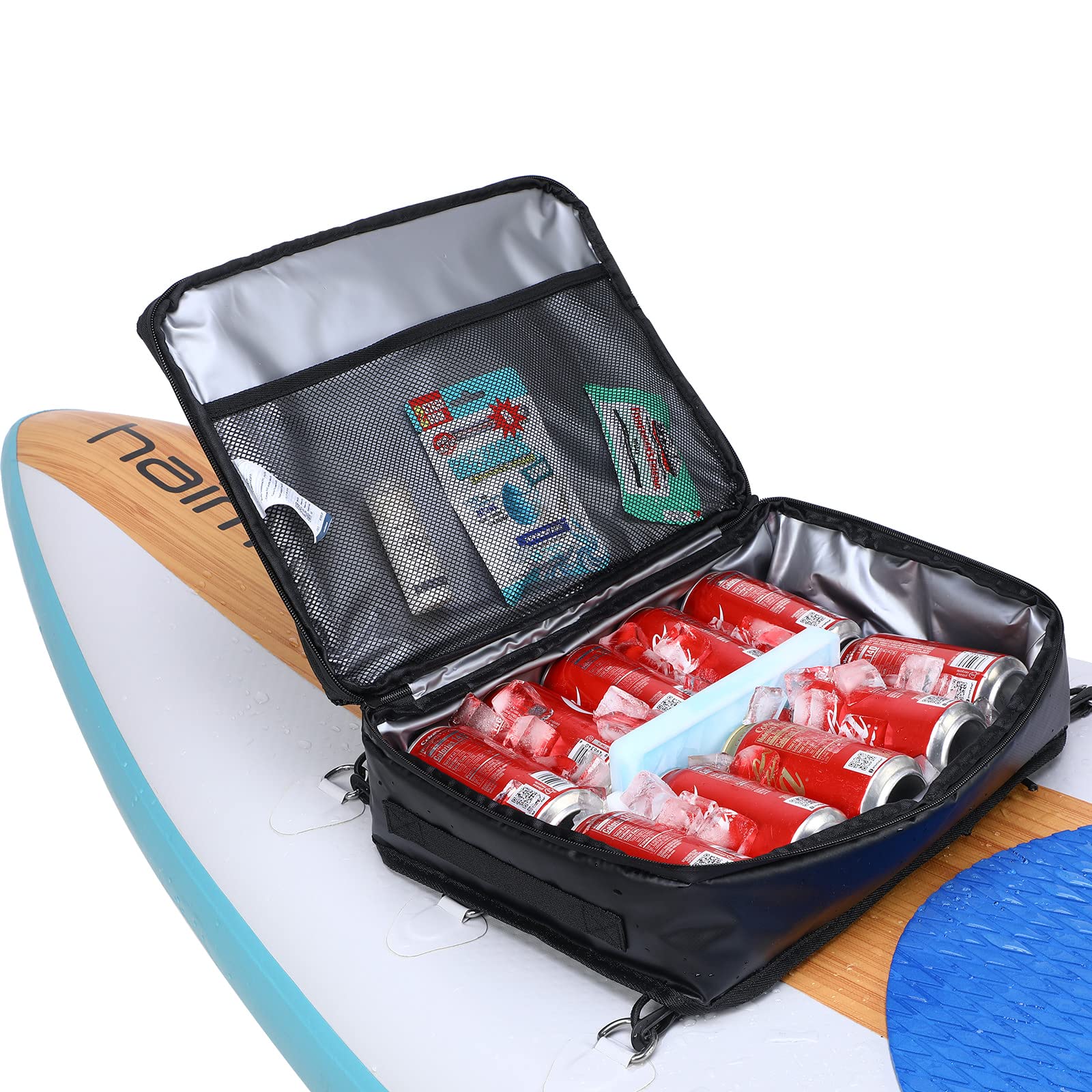 Haimont Waterproof SUP Cooler Bag for Stand Up Paddle Board - 10 Can Capacity, Insulated Deck Cooler Accessory (Black) | Perfect for Beach, Lake & Outdoor Water Sports
