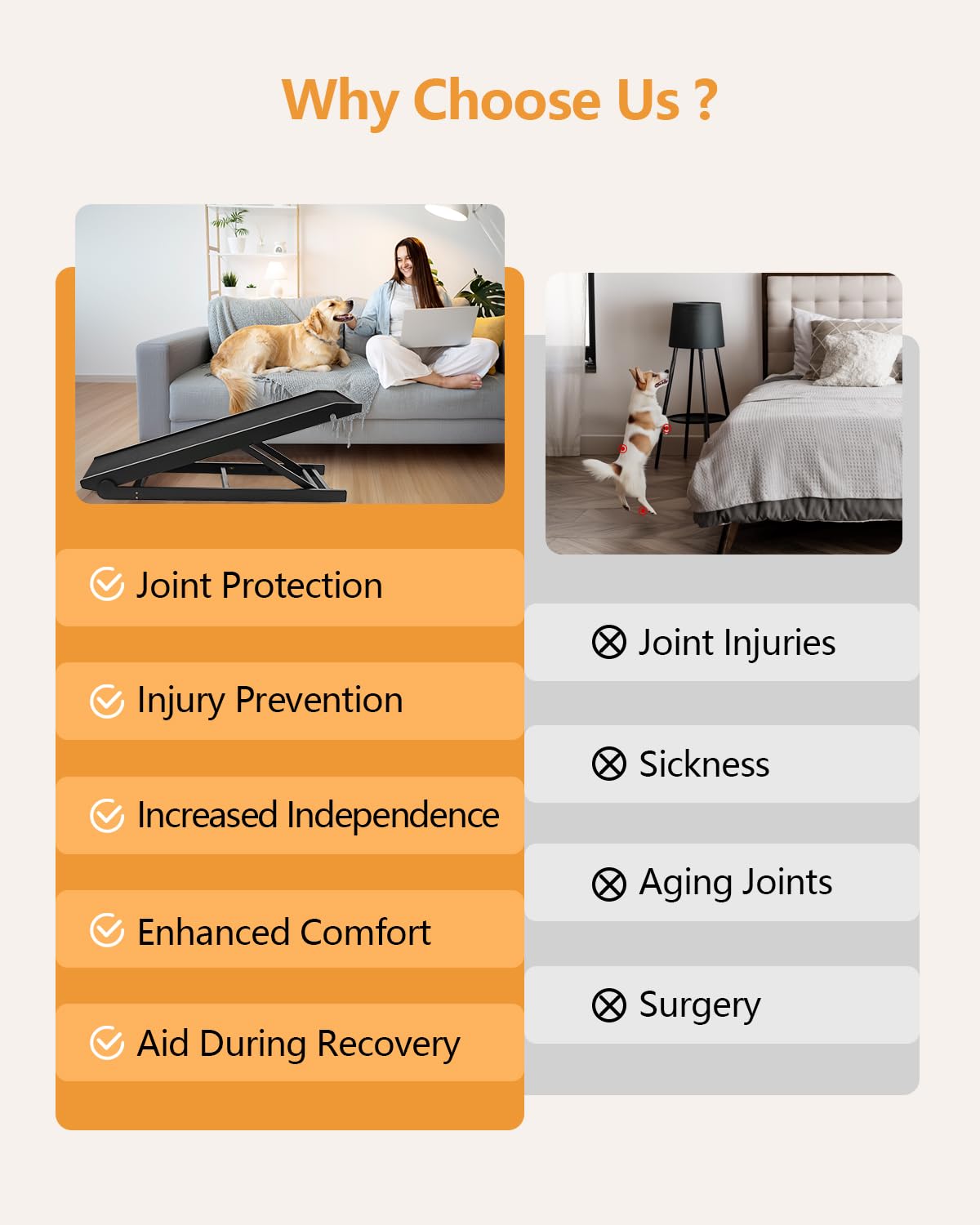 Adjustable Wood Dog Ramp for High Beds & Couches - 15