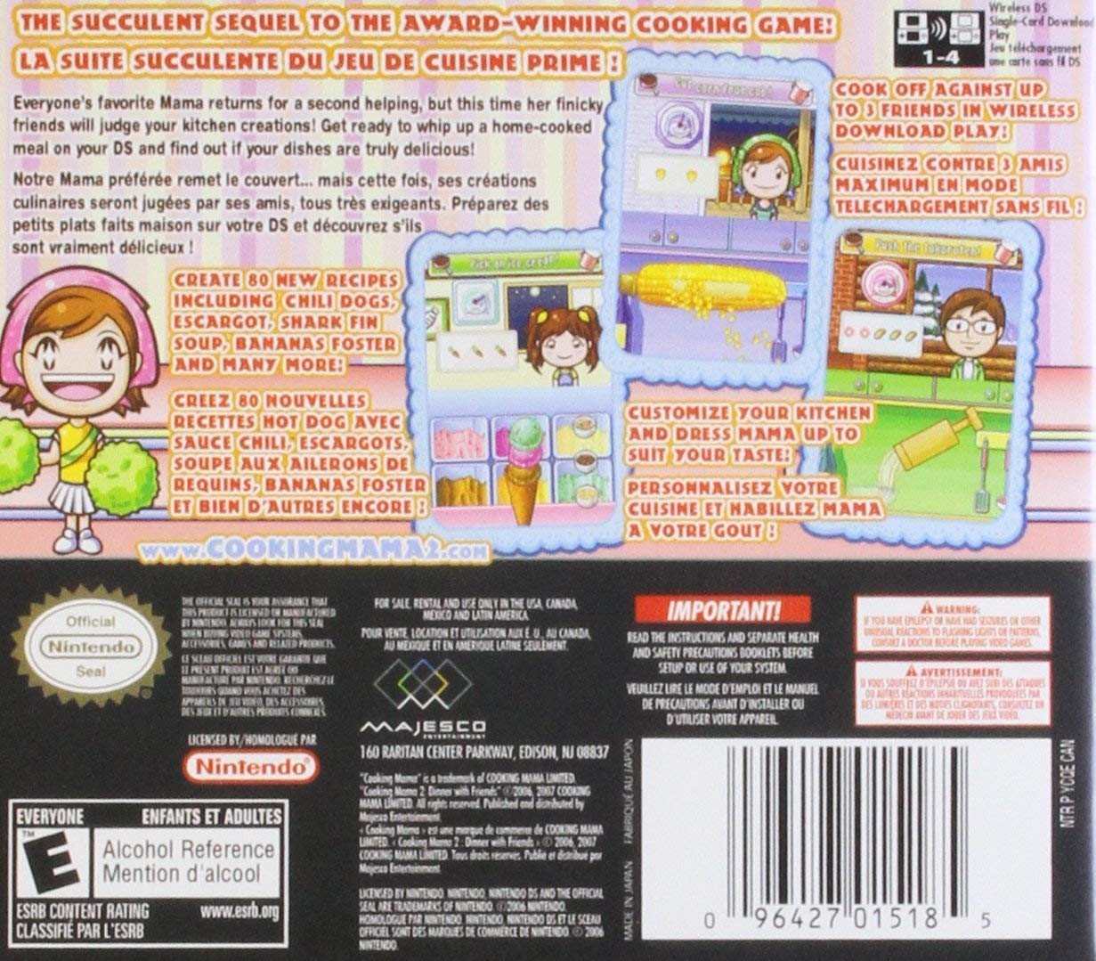 Cooking Mama 2: Dinner With Friends - Nintendo DS (Renewed) | Fun Cooking Simulation Game for Family & Friends | Perfect for Parties & Game Nights