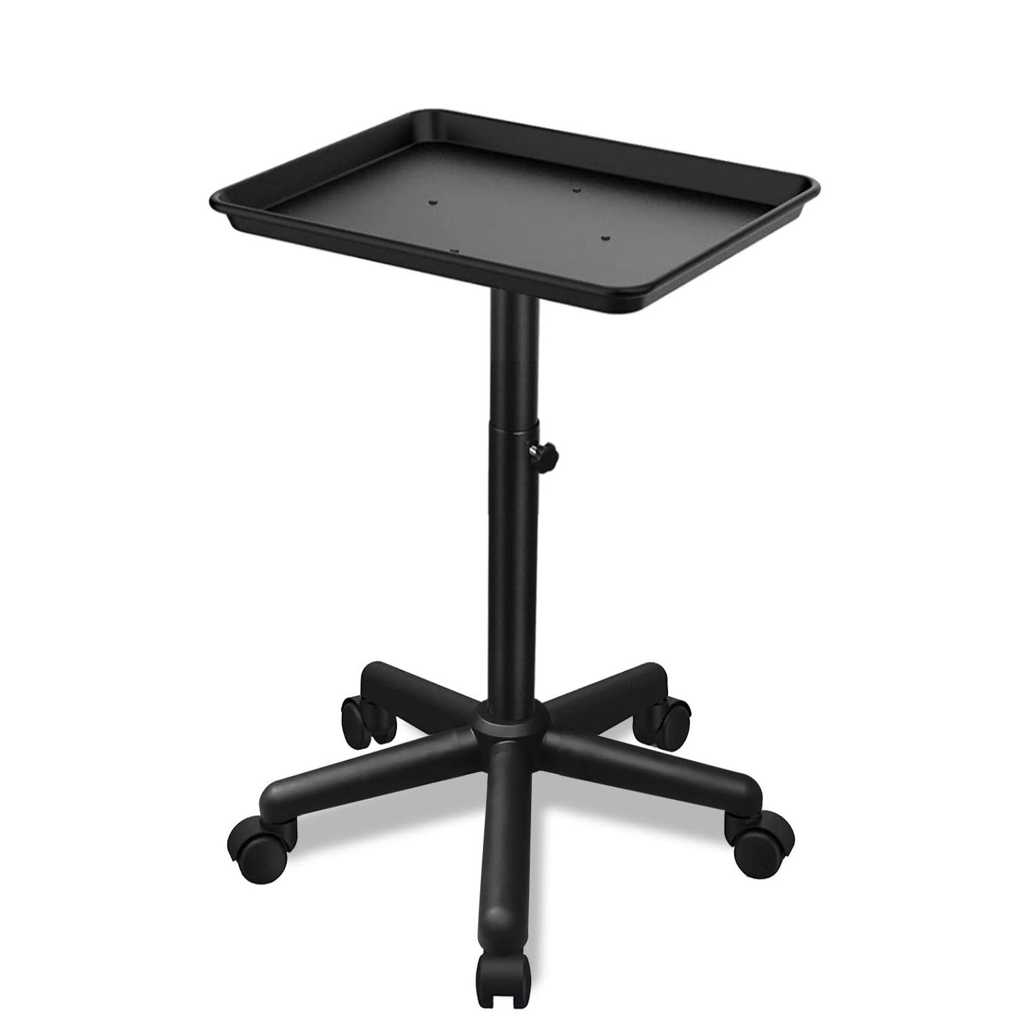 Professional Adjustable Aluminum Salon Tray Cart with Wheels - Portable Tattoo & Beauty Supply Organizer for Salon, Spa, Barber Shop & Mobile Services