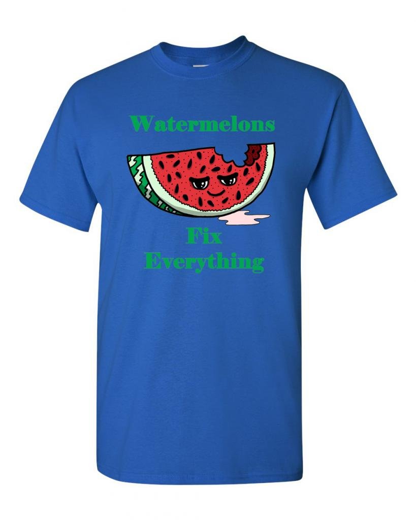 Funny Watermelons Fix Everything Adult T-Shirt - Cool Graphic Tee for Casual Wear, Gifts & Humor Lovers