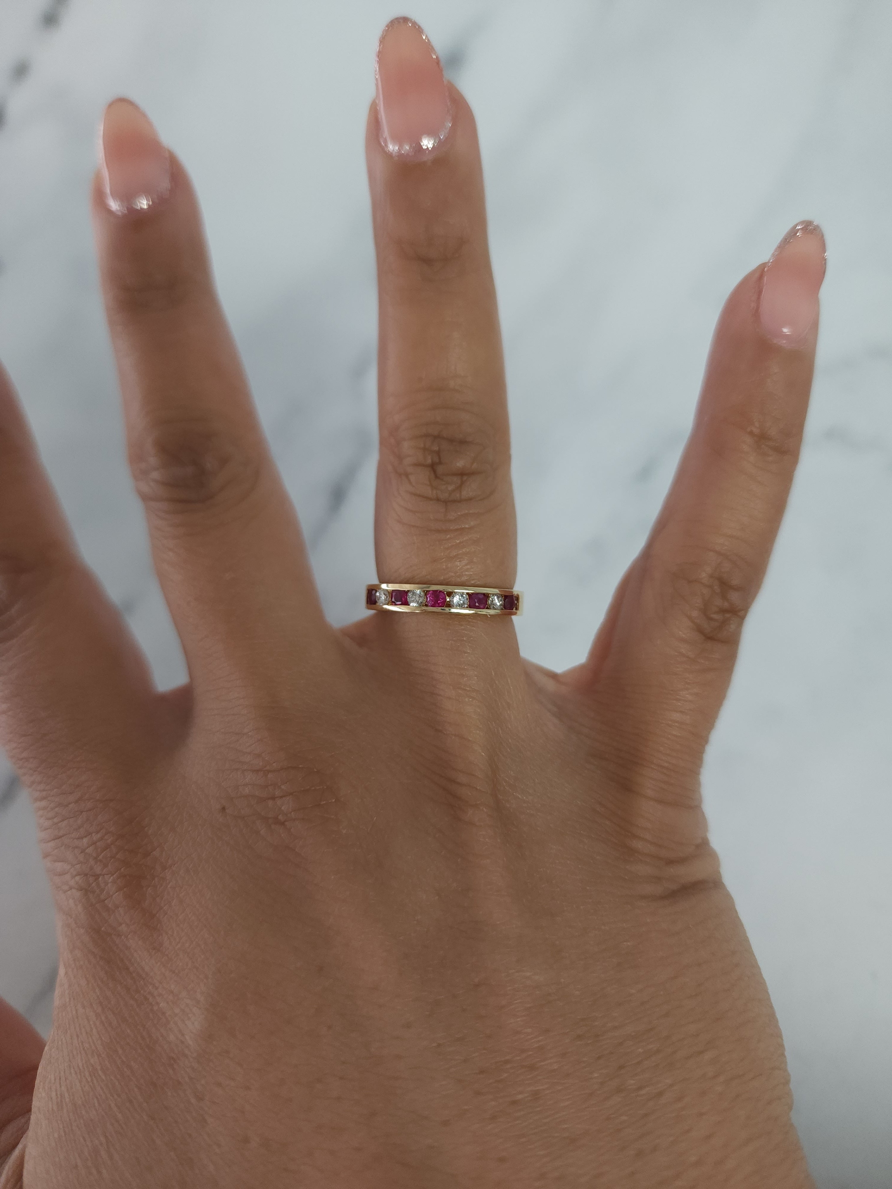14K Yellow Gold Ruby Diamond Wedding Band - 0.50cttw Channel Set Engagement Ring for Women, Perfect for Anniversaries & Bridal Jewelry Gifts