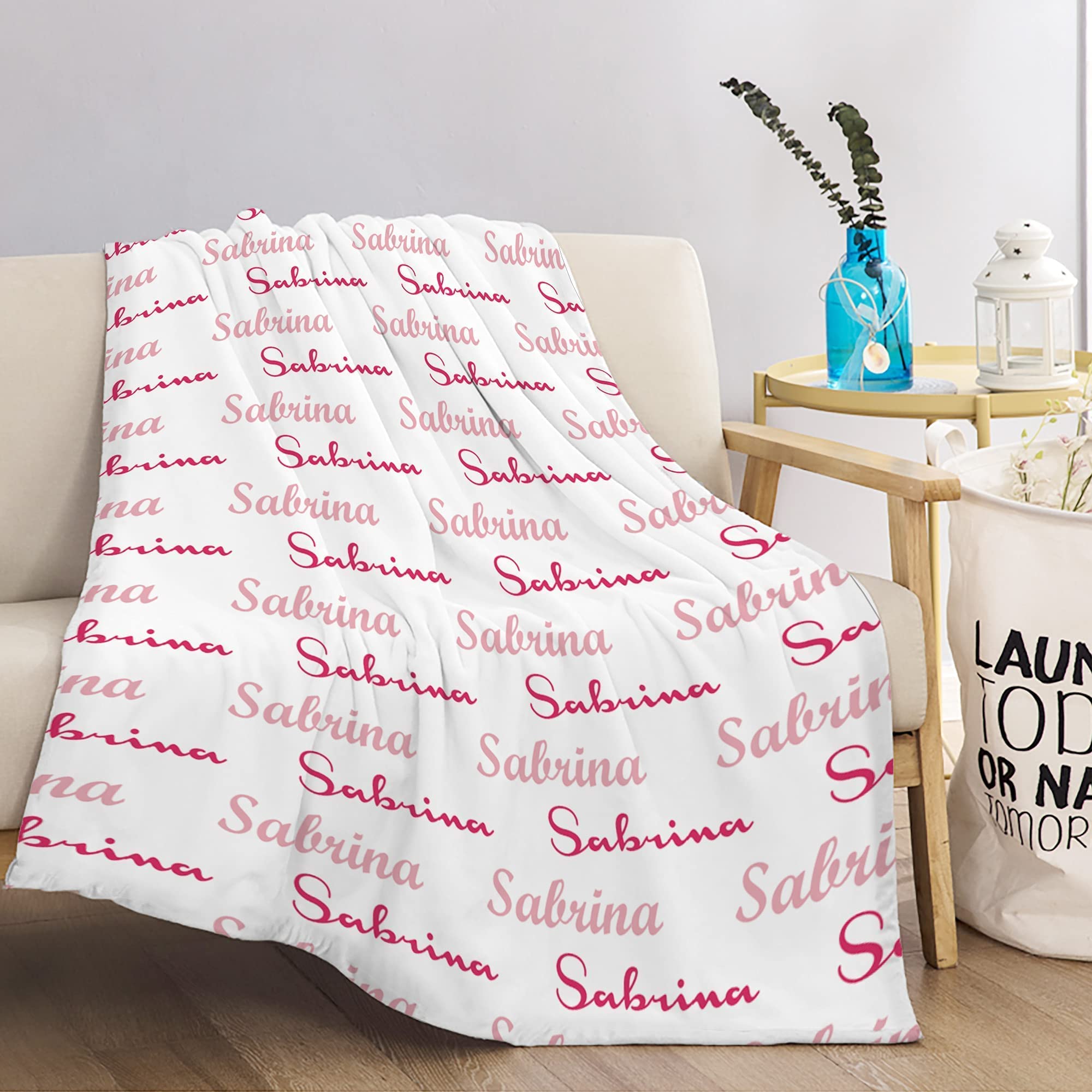 Personalized Monogram Throw Blanket - Custom Name Blanket for Baby, Toddler, Kids & Adults - Perfect Gift for Christmas, Birthday, Thanksgiving - Cozy Home Decor & Thoughtful Present for Family & Friends