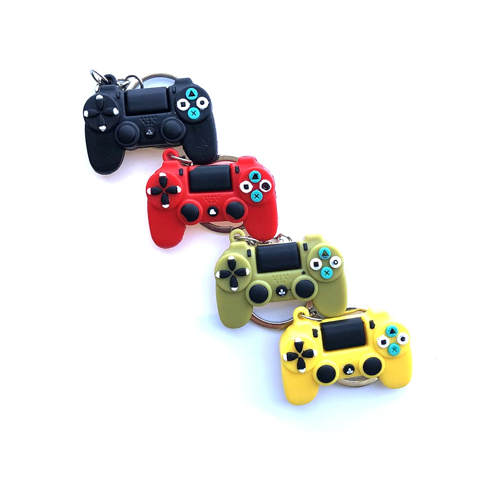 4-Piece Video Game Keychain Set - Mini Game Controller Key Rings with 4 Color Options - Perfect for Gamers, Keychains for Backpacks, Gifts for Gaming Enthusiasts