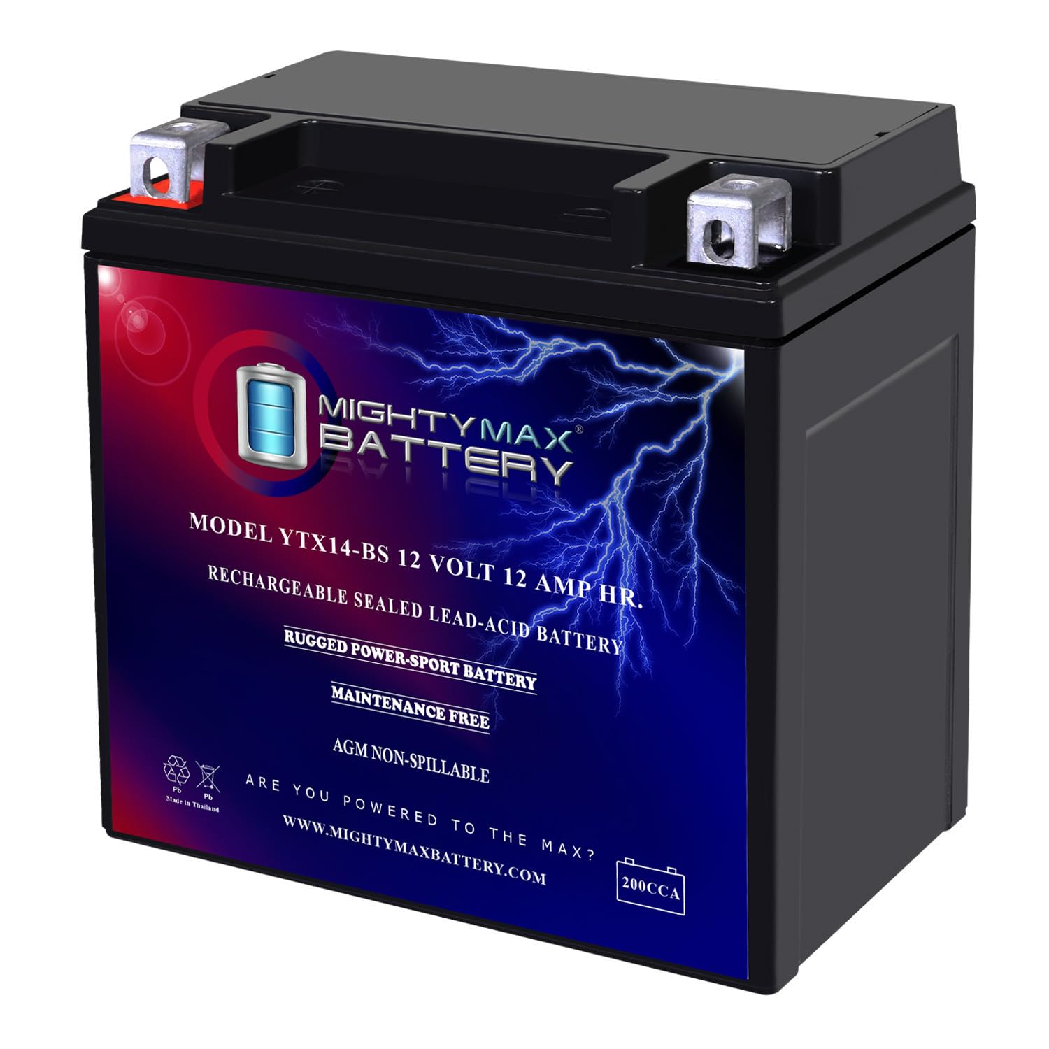 Mighty Max YTX14-BS Replacement Battery 4-Pack - Compatible with Antigravity ATX14-RS, Powersport Vehicles & Motorcycles - Perfect for ATVs, Dirt Bikes & Off-Road Adventures