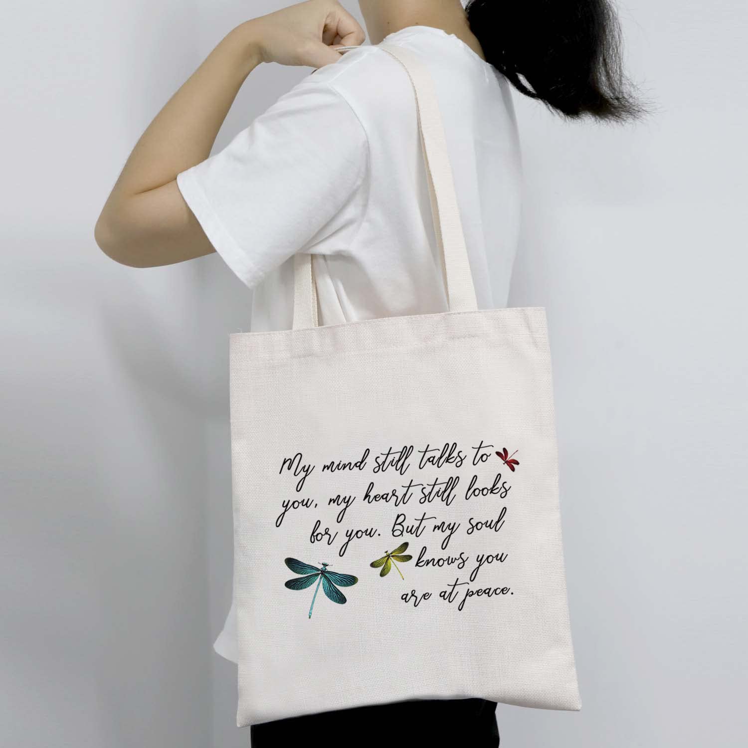 BDPWSS Dragonfly Tote Bags for Women - Stylish Dragonfly Print Handbag for Dragonfly Lovers, Memorial Gift & Everyday Use - Perfect for Work, Shopping, and Travel (Dragonfly at Peace TG)