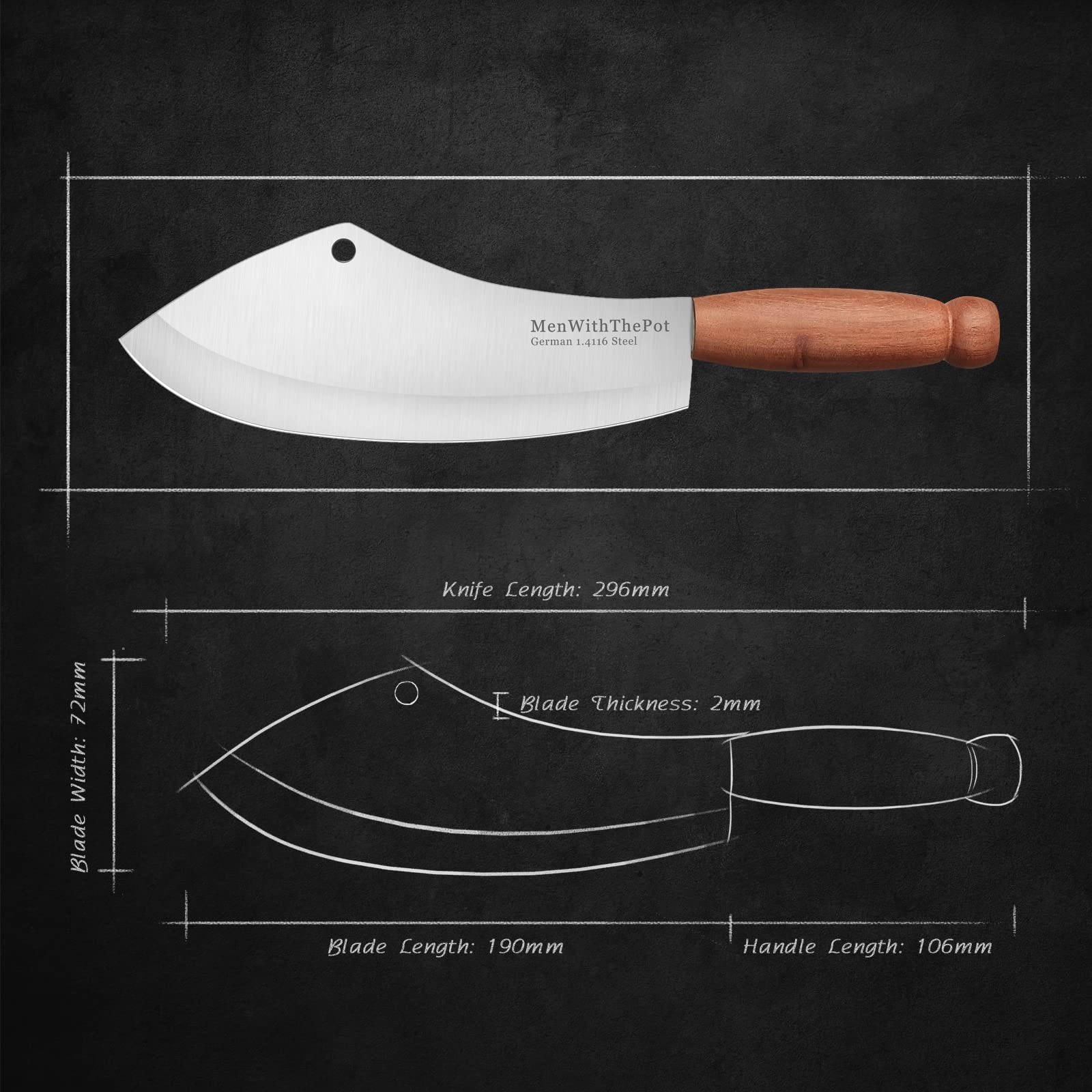 Premium Butcher Knife - Heavy Duty Meat Cleaver for Kitchen & Camping - High Carbon Steel Chef Knife for Cutting Meat, Vegetables & Bones - Perfect Gift for Men, Fathers & Home Cooks (Great for BBQ, Hunting & Outdoor Cooking)