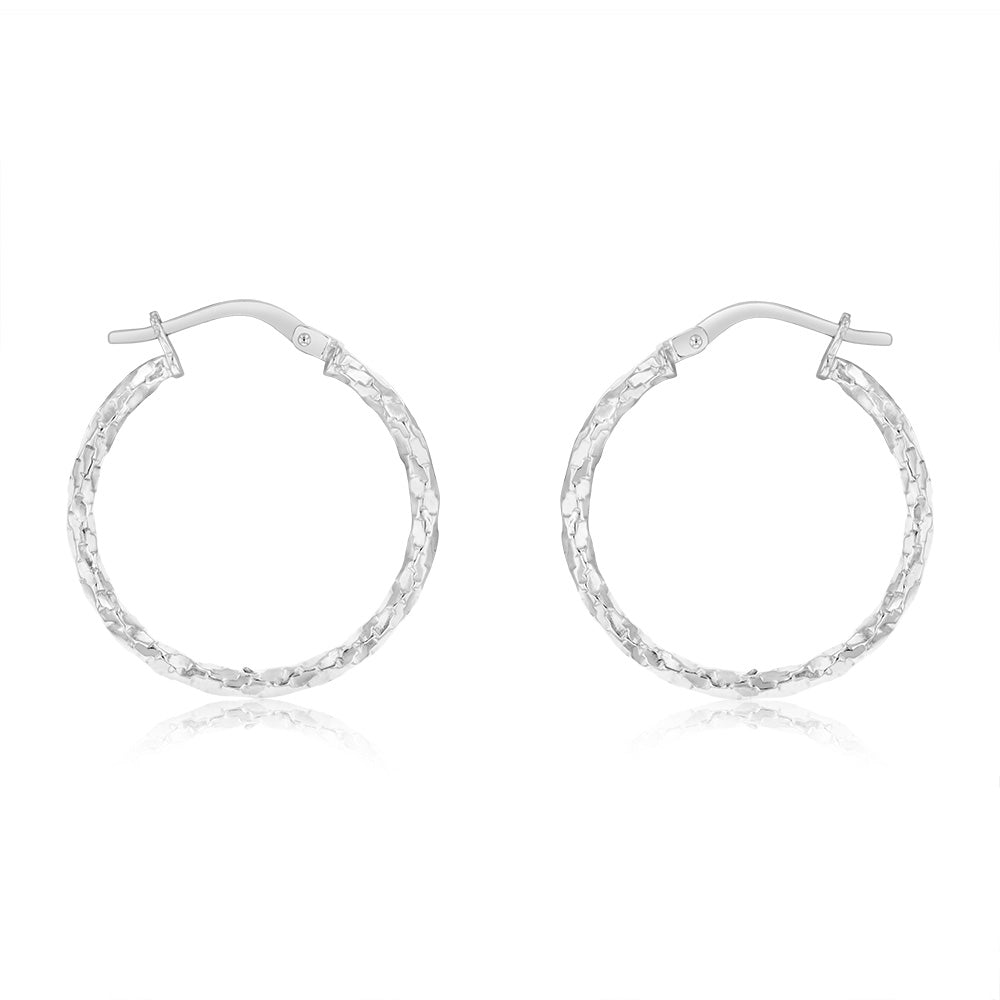 9ct White Gold Silver Filled Fancy Twisted 20mm Earrings for Women - Elegant Dangle Drop Earrings for Parties, Weddings & Special Occasions
