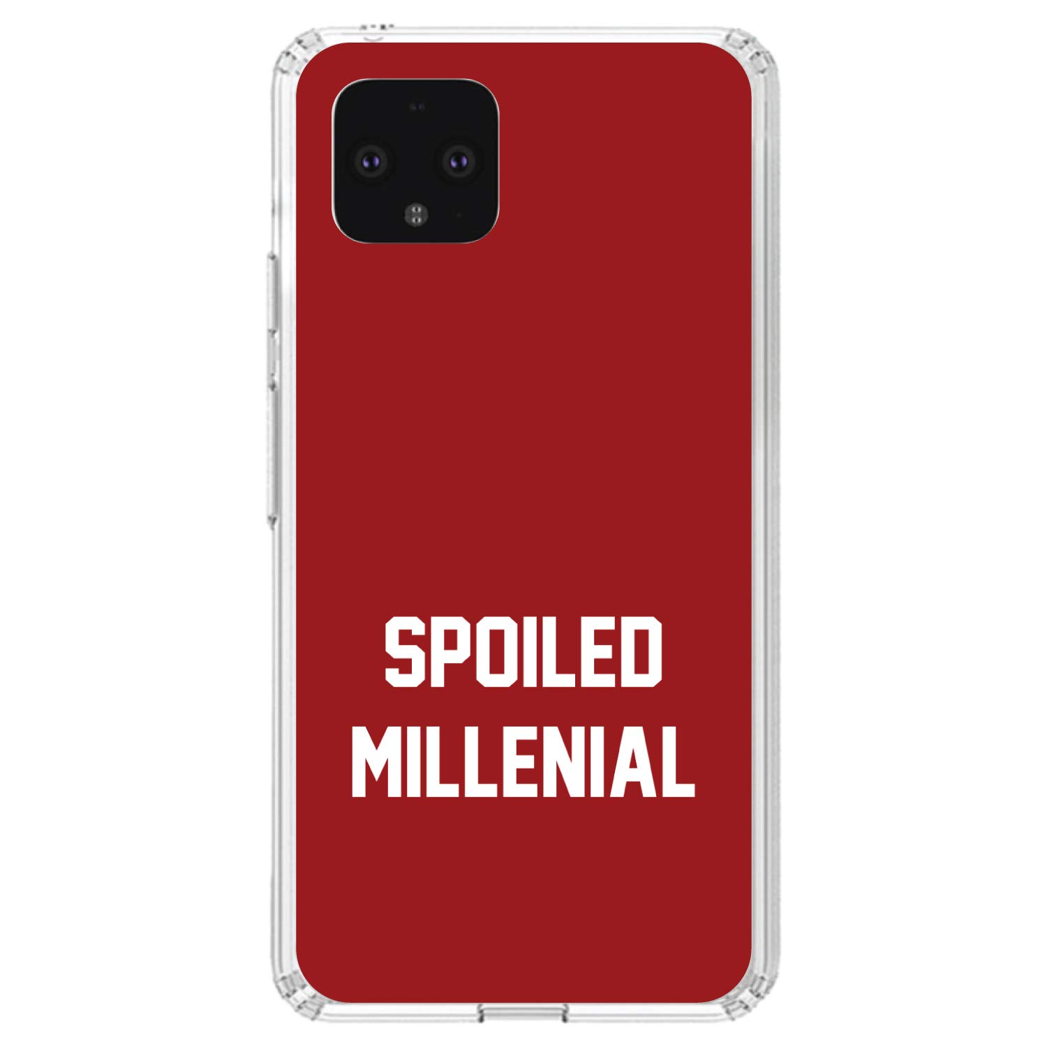 Premium Clear Shockproof Hybrid Case for Google Pixel 4 (5.7 Inch) - TPU Bumper & Acrylic Back with Tempered Glass Screen Protector - Stylish Red & White Design - Perfect for Work, Travel and Outdoor Activities