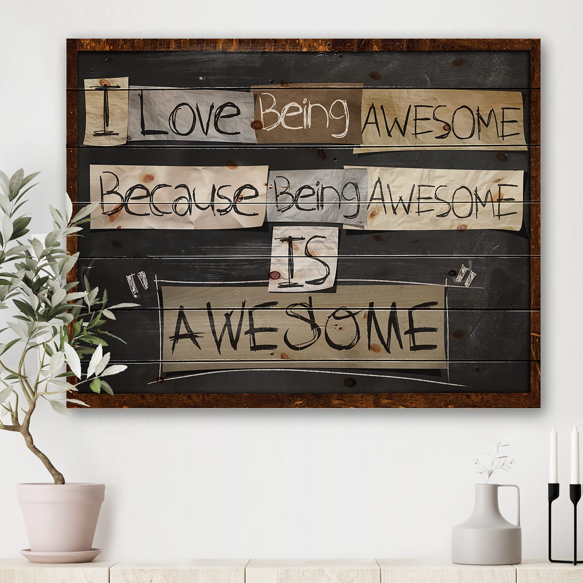 Rustic Wood Wall Decor - Black Wood Wall Art with Inspirational Quotes & Sayings, Large Natural Pine Wood Panels for Home, Office & Farmhouse Decor