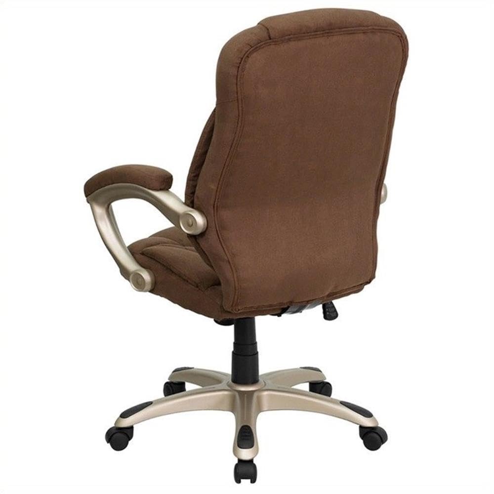 UrbanPro High Back Upholstered Office Chair - Ergonomic Executive Desk Chair with Lumbar Support, Brown Leather - Perfect for Home Office, Gaming & Workspace Comfort