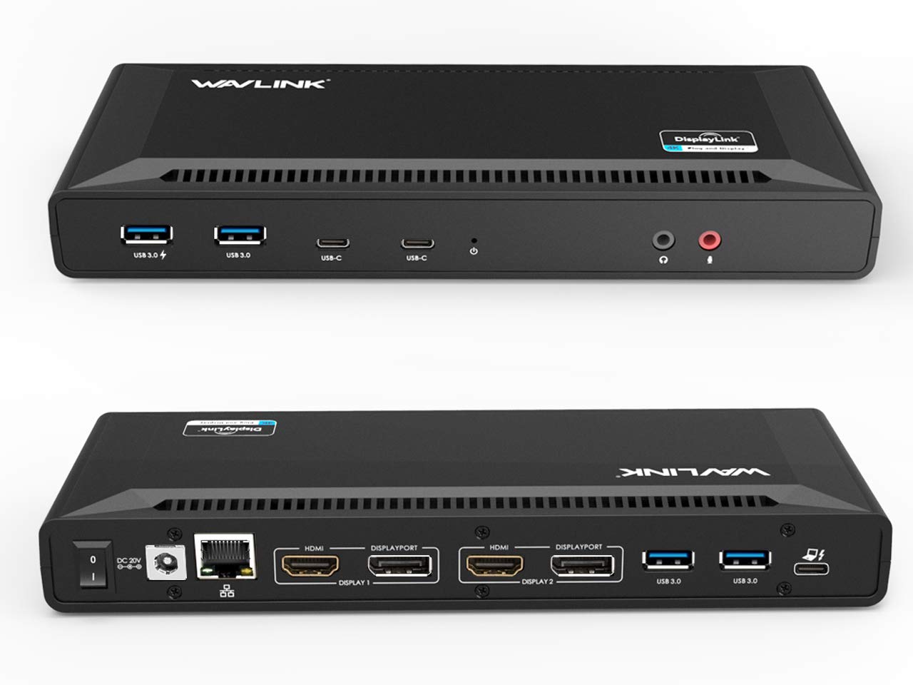 WAVLINK USB-C Docking Station for Laptop - 5K/4K Dual Monitor Support, 65W Power Delivery, 2xDP/2xHDMI/4xUSB 3.0/2xType-C/Gigabit Ethernet - Black | Perfect for Home Office, Gaming & Multi-Screen Productivity
