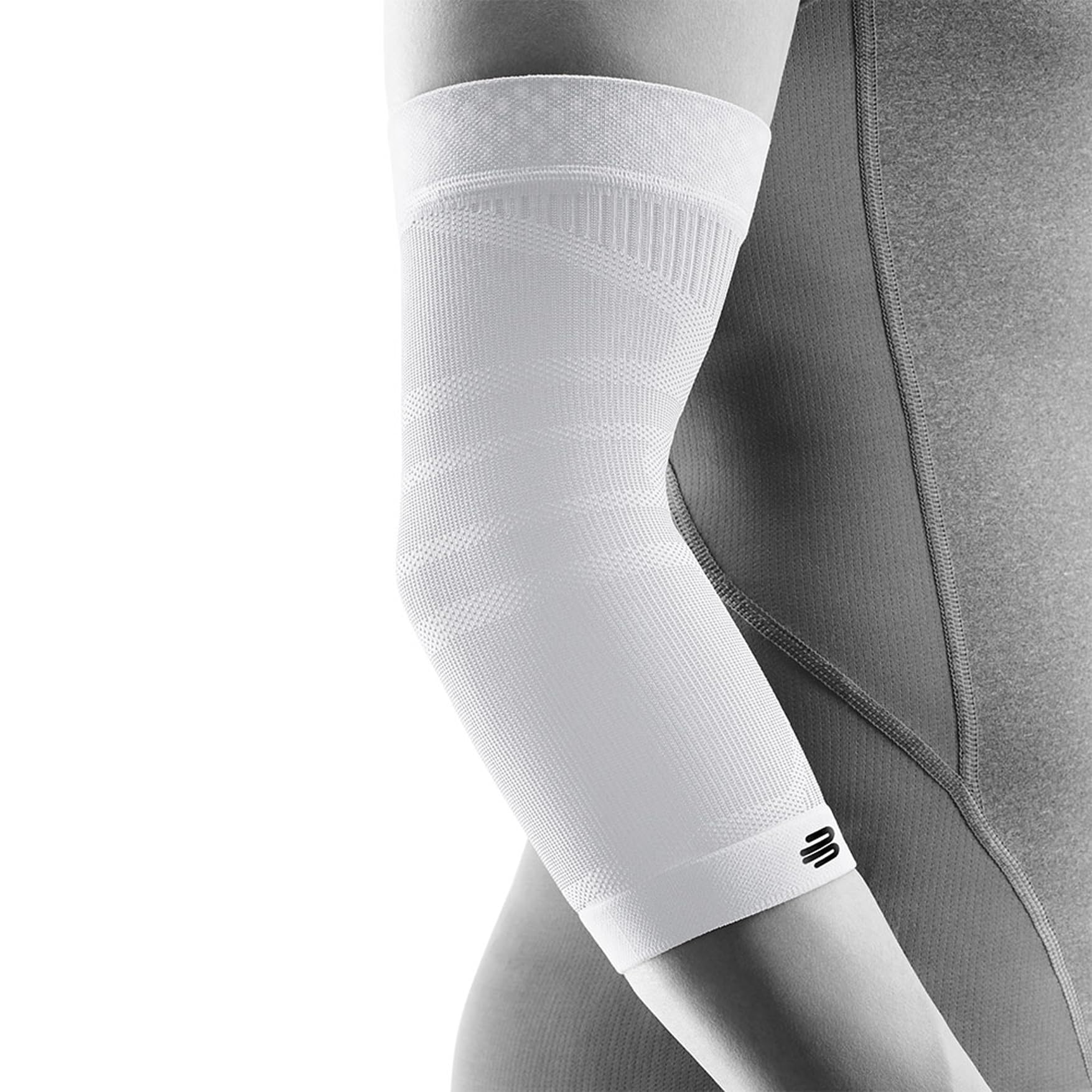 Bauerfeind Sports Compression Elbow Sleeve - Unisex Medium White for Tennis, Golf & Weightlifting - Left/Right Arm Support for Joint Pain Relief & Muscle Recovery