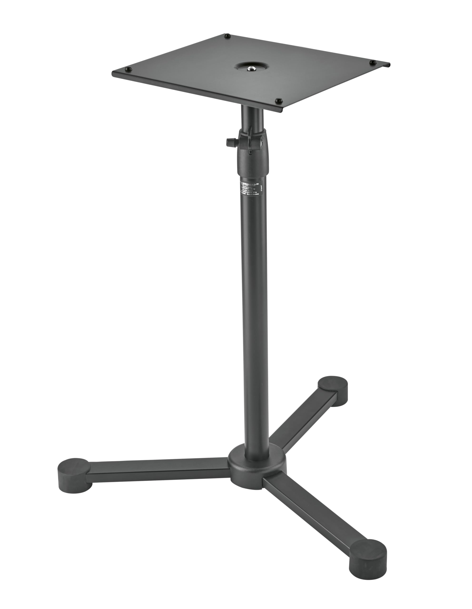 K&M Monitor Speaker Stand - Adjustable Height & Stable Base for Single Monitor or Speaker - Perfect for Home Studio, Gaming Setup & Office Workspace