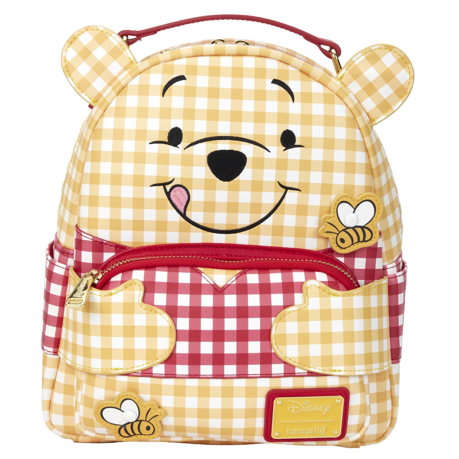Loungefly Disney Winnie the Pooh Gingham Backpack - Cute Cartoon Character School Bag for Women & Teens - Perfect for Disney Trips, School, and Travel