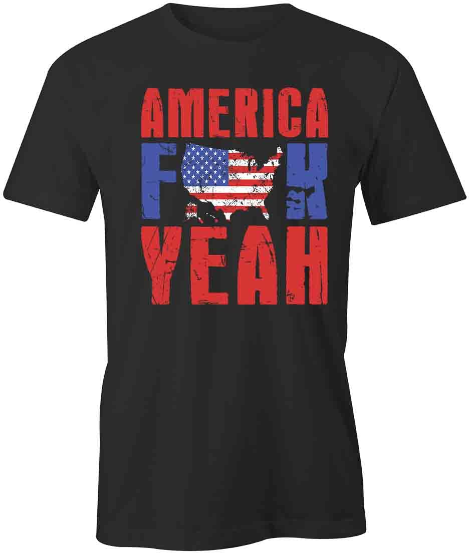America FK Yeah T-Shirt | Patriotic Graphic Tee for Men & Women | Soft Cotton Printed Shirt | Casual Wear for Independence Day & American Pride Events