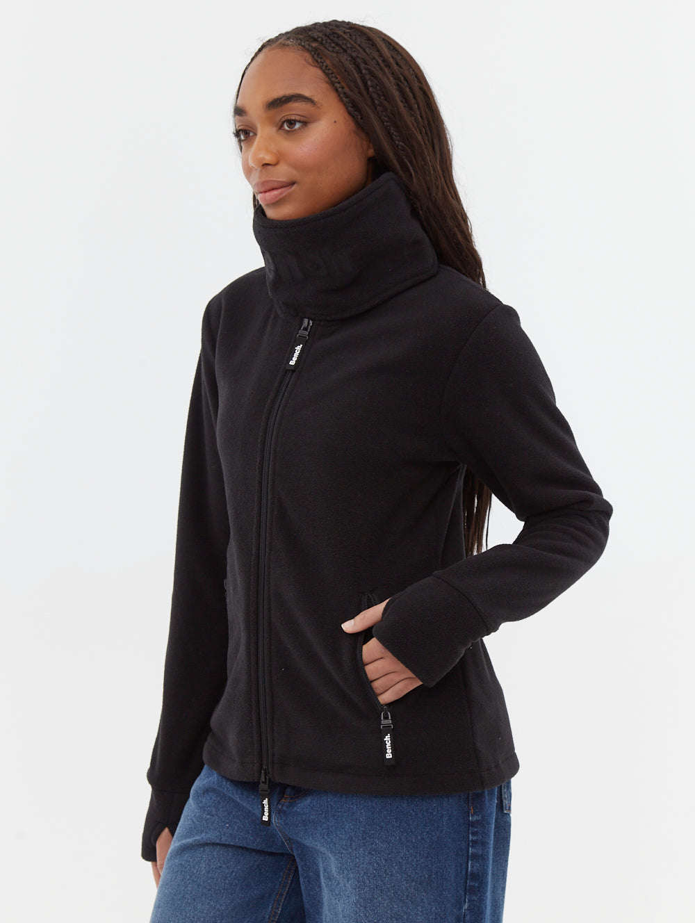 Microfleece Wrap Neck Zip Up Jacket for Women - Cozy Winter Outerwear for Hiking, Camping & Outdoor Activities